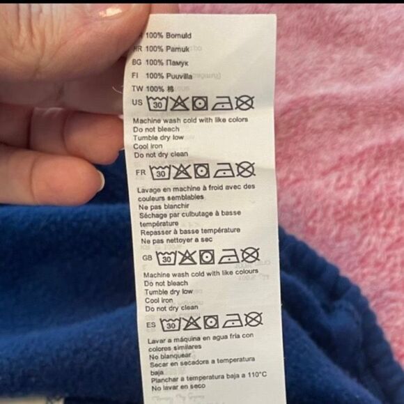 RVCA Aced Striped Sweatshirt Blue White Fleece Cropped Long Sleeve Crewneck - Picture 6 of 6